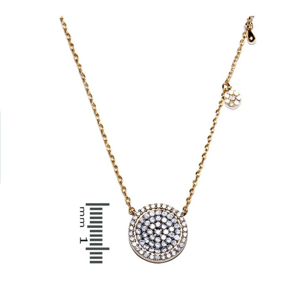 Pave Halo Gold Medallion Necklace NWOT
